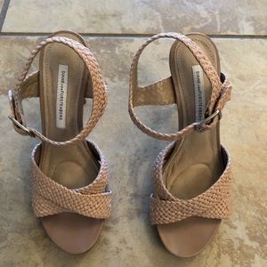 Gently used braided sandal heels
